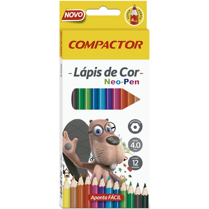 Lápis de Cor 12 Cores Compactor Neo Pen