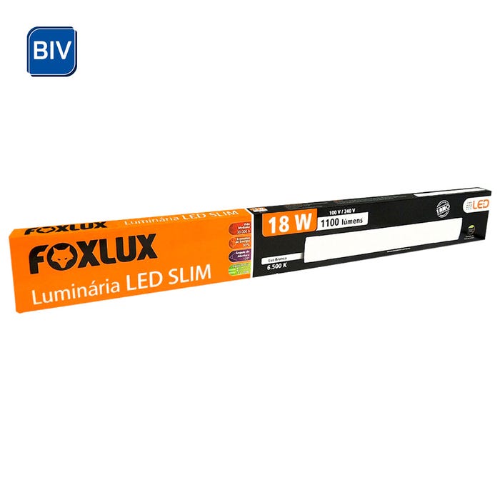 Luminária Led de Sobrepor Slim 18W 6500K Luz Branca Foxlux #V