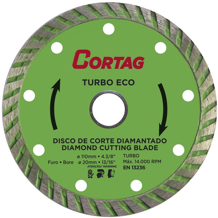 Disco Corte Diamantado Eco Turbo 110x20mm Cortag #V
