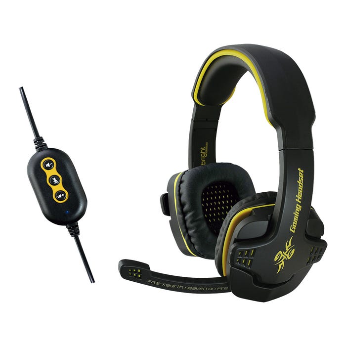 Headset Gamer 7.1 Preto e Amarelo 354 Bright #V