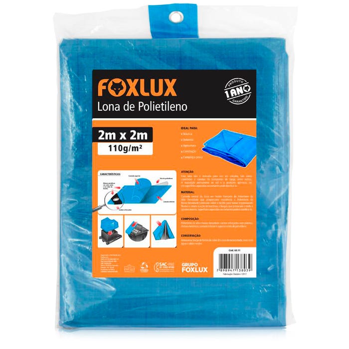 Lona Azul com Ilhós de Alumínio Foxlux Tamanhos Variados #V