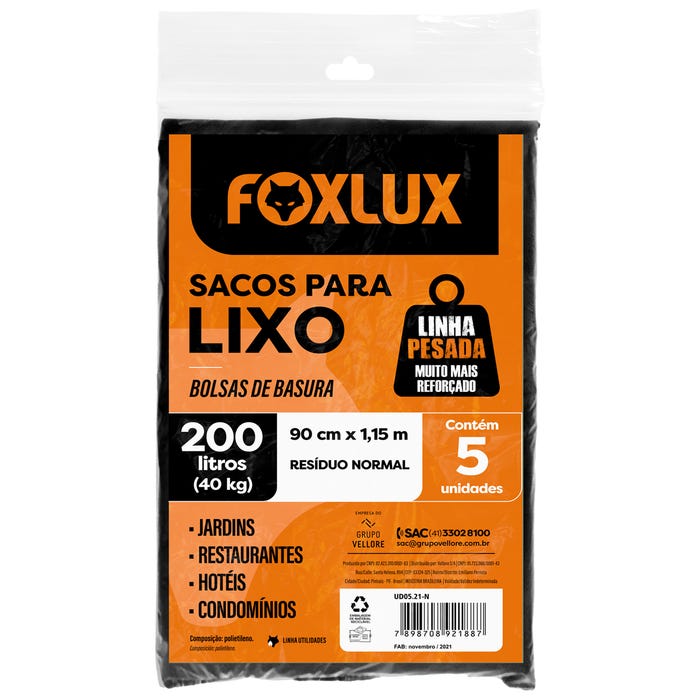 Saco Lixo 200L 90x115cm Foxlux #V