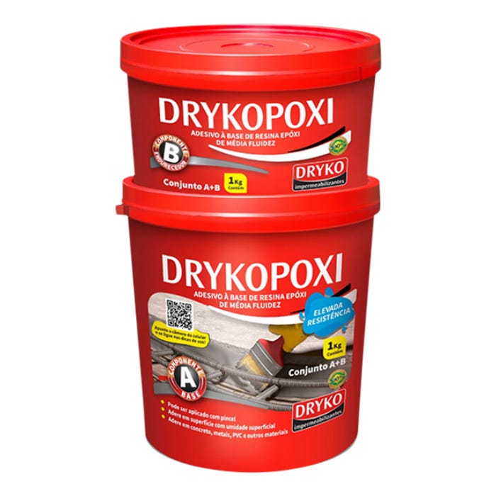 Cola Epóxi P/Ferro e Concreto 1kg Drykopoxy Dryko #V