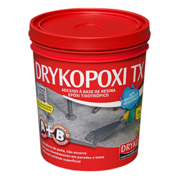 Cola Epóxi P/Ferro e Concreto TX 1kg Drykopoxy Dryko #V