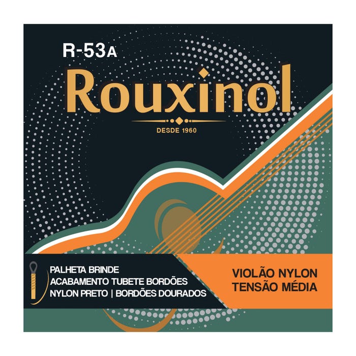 Encordoamento Nylon Para Violão Preto/Dourado Rouxinol