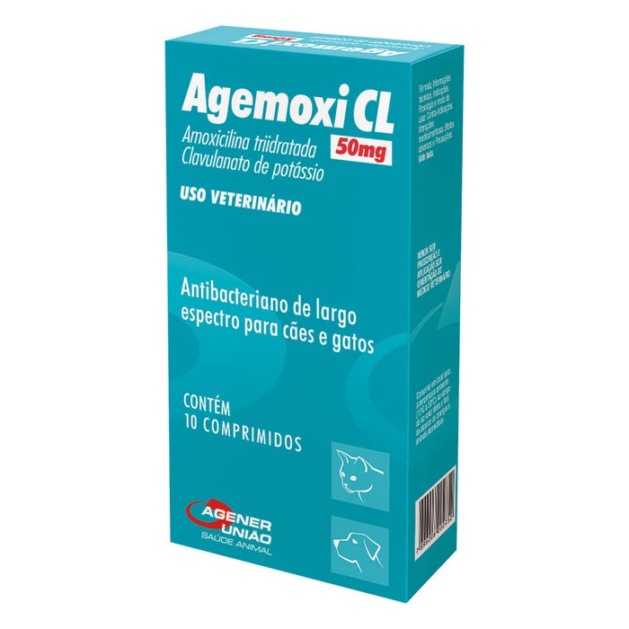 Agemoxi CL 50mg C/10 Comprimidos Agener União Pet