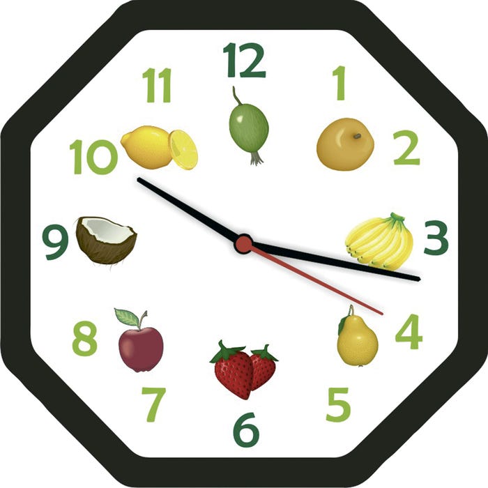 Relógio de Parede Oitavado Bells Frutas