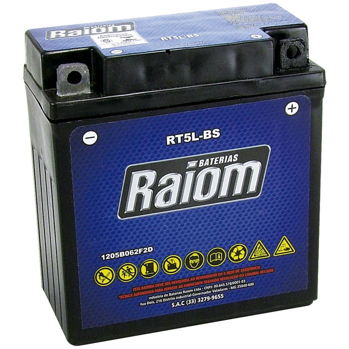 Bateria de Moto 5 Amperes Rt5L-Bs Raiom