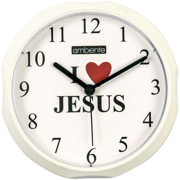 Relógio de Parede Redondo Ambiente Branco I Love Jesus