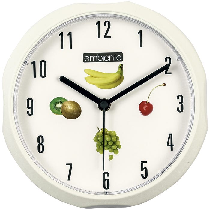 Relógio de Parede Quadrado Ambiente Branco Frutas