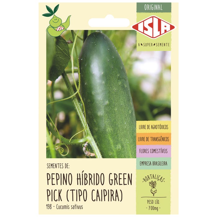 Semente de Pepino Green Pick Tipo Caipira Isla 0,7G